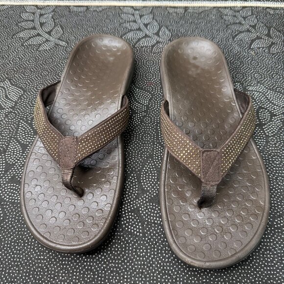 Vionic Womens Brown Orthotic Flip Flops Size 9 - Picture 1 of 10